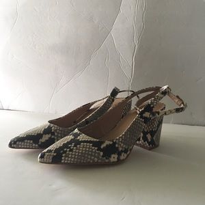 ASOS Snakeskin Sling Back/Wrap Around Ankle Strap